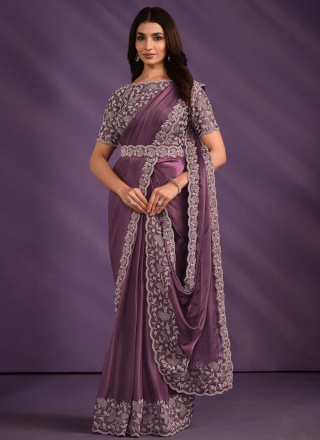 Distinctively Purple Crepe Silk Classic Saree
