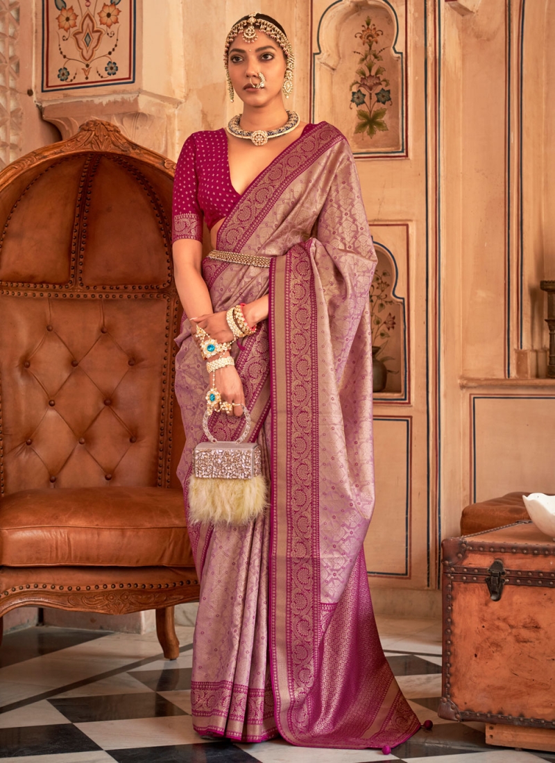 Distinguishable Weaving Purple Classic Saree
