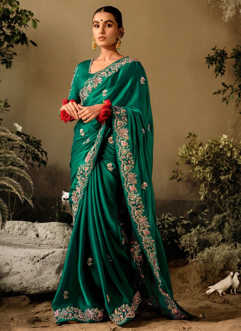 Divine Green Silk Classic Saree