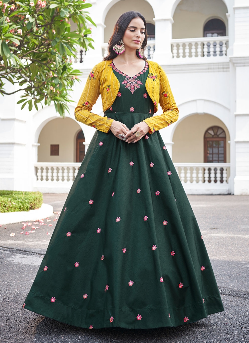 Elite Green Embroidered Gown