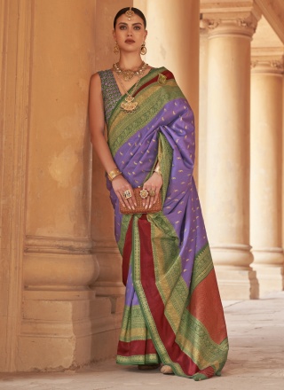 Elite Purple Party Trendy Saree