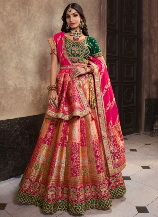 Embroidered Banarasi Silk Designer Lehenga Choli in Pink