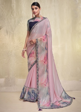 Embroidered Georgette Saree in Multi Colour