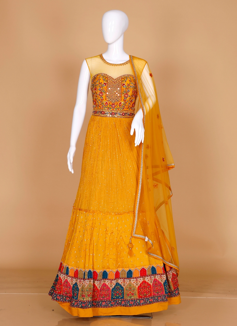 Embroidered Mehndi Desinger Anarkali Suit