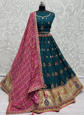 Embroidered Silk Designer Lehenga Choli in Blue