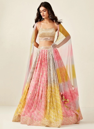 Embroidered Silk Readymade Lehenga Choli in Multi Colour