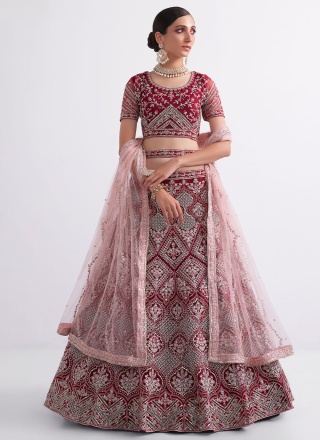 Enchanting Red Net A Line Lehenga Choli