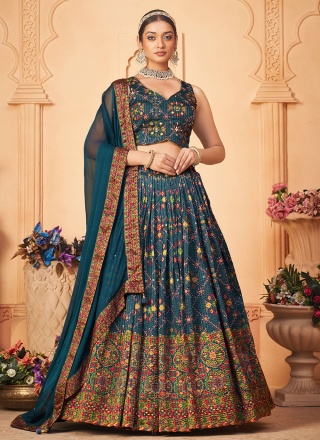 Energetic Digital Print Chiffon Readymade Lehenga Choli