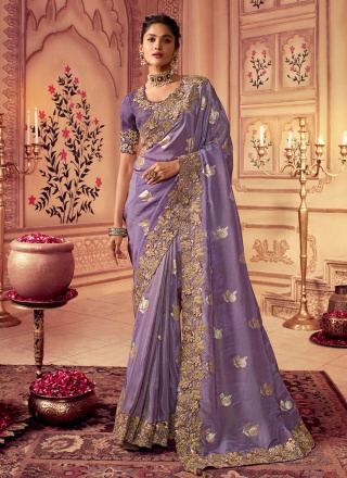 Energetic Lavender Festival Classic Saree