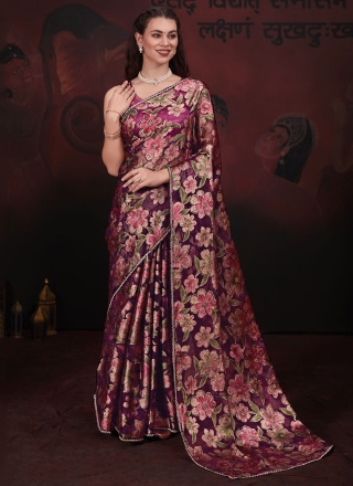 Engrossing Brasso Diamond Trendy Saree