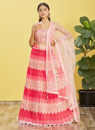 Ethnic Organza Sequins Multi Colour Designer Lehenga Choli