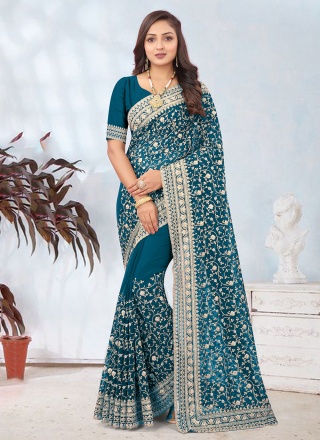 Exceptional Georgette Morpeach  Traditional Saree