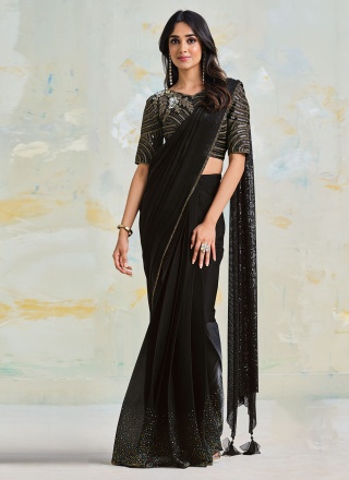 Exciting Satin Silk Swarovski Designer Saree