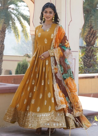Exciting Yellow Sangeet Readymade Gown