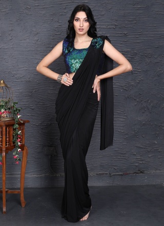 Exuberant Imported Sequins Black Contemporary Saree