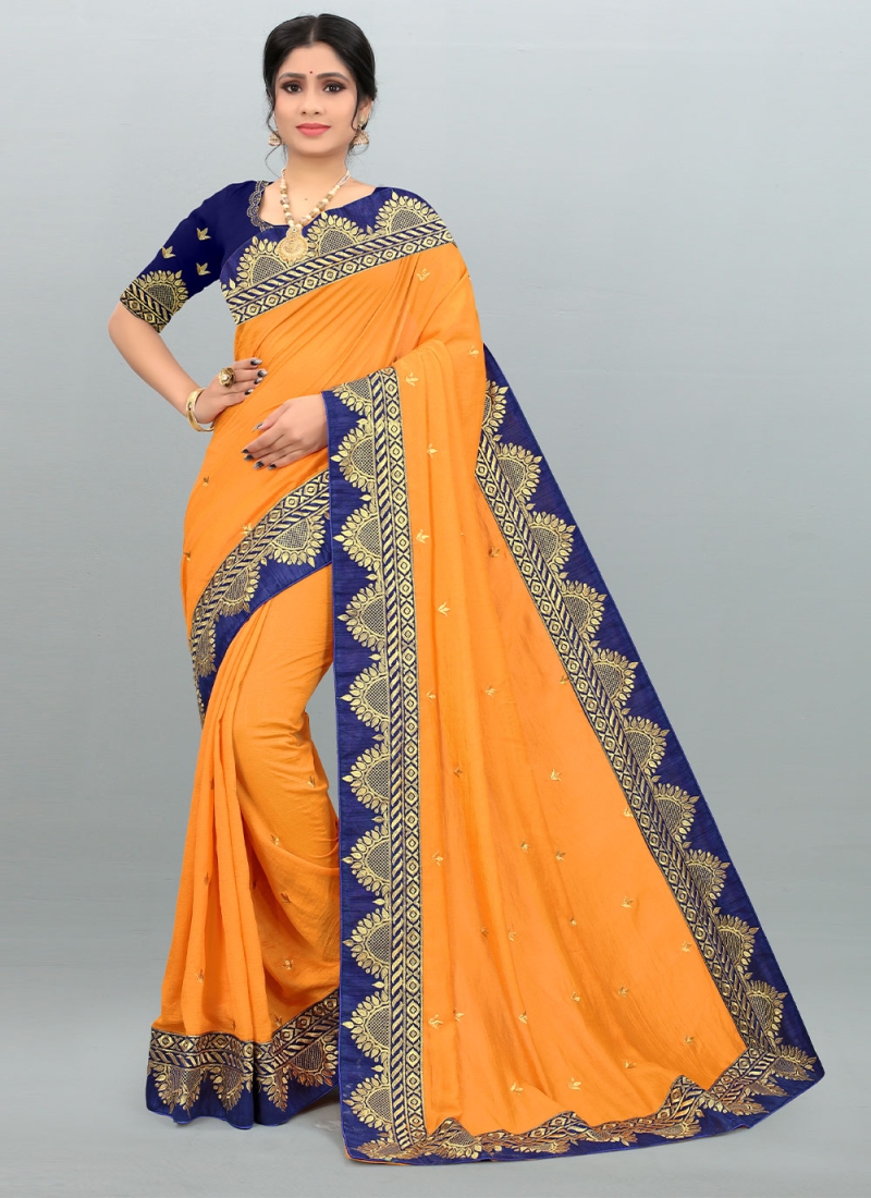 Exuberant Mustard Traditional Saree