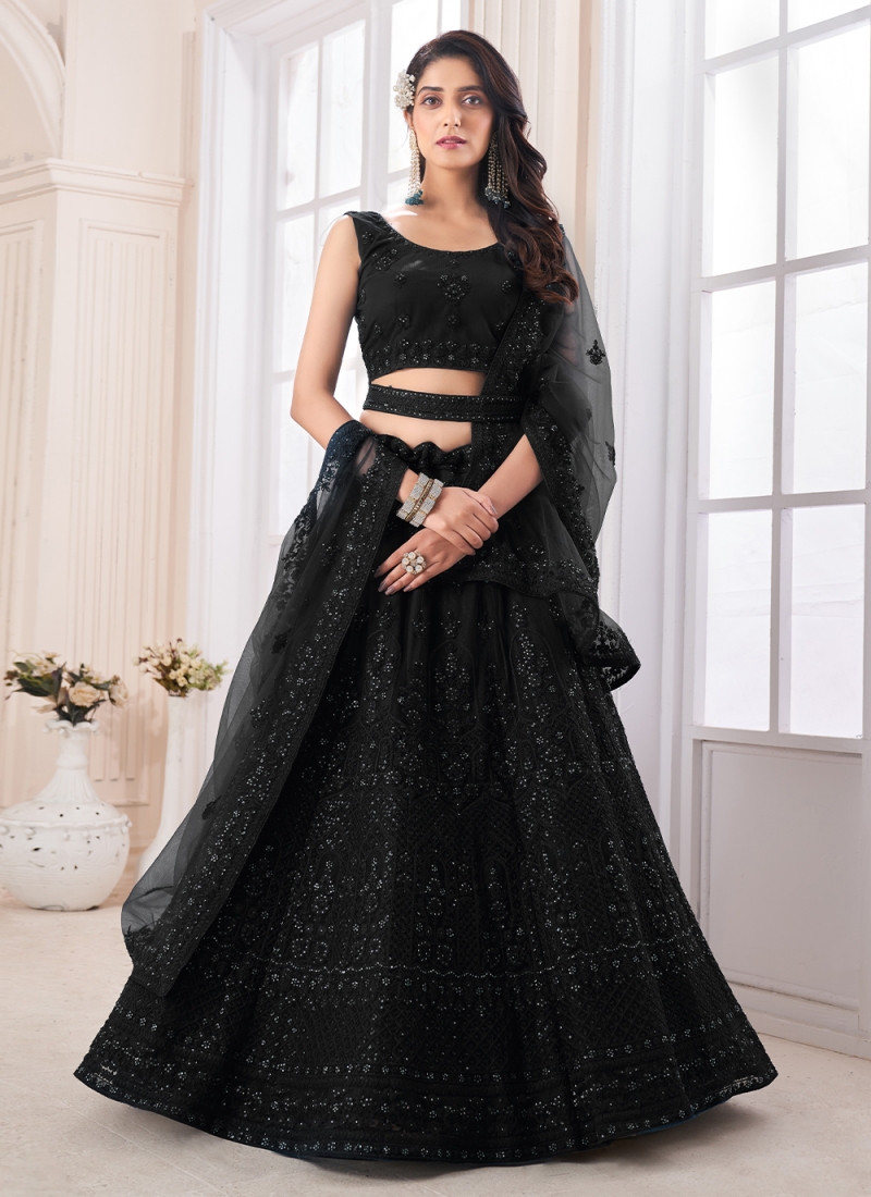 Fabulous Black Wedding Trendy Lehenga Choli