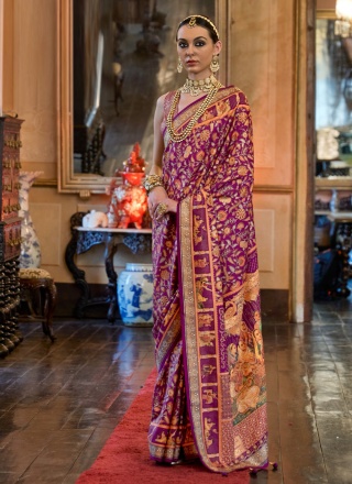 Fabulous Patola Silk  Weaving Purple Saree