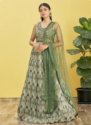 Fabulous Sea Green A Line Lehenga Choli