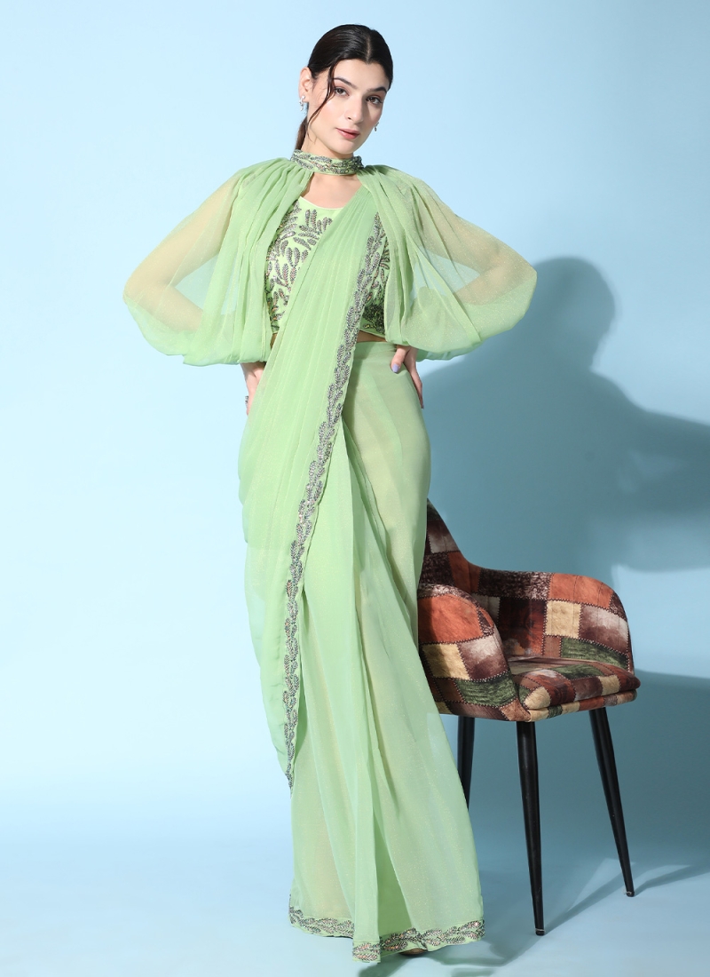 Fancy Fabric Green Trendy Saree
