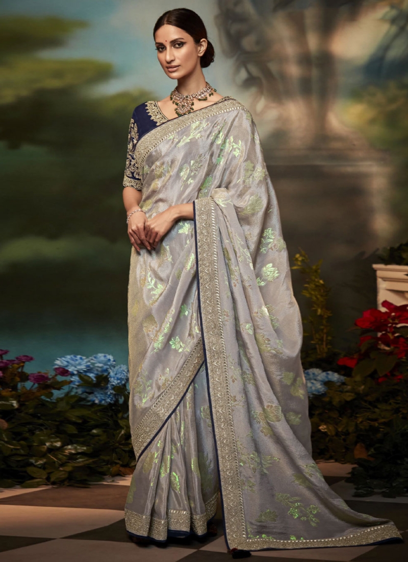 Fancy Fabric Silver Contemporary Saree