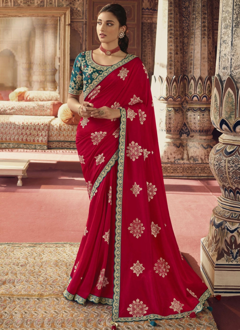 Fantastic Viscose Embroidered Traditional Saree