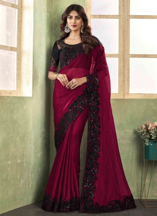 Fascinating Burgundy Trendy Saree