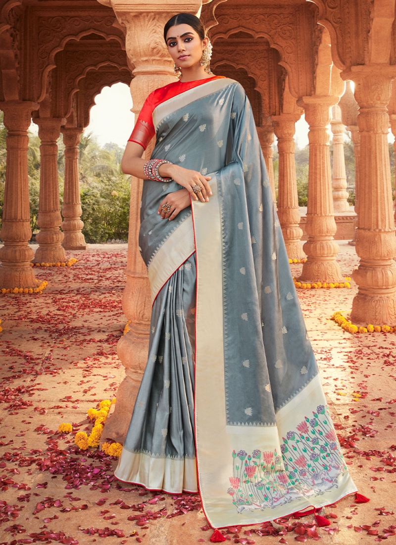 Fascinating Satin Silk Weaving Classic Saree