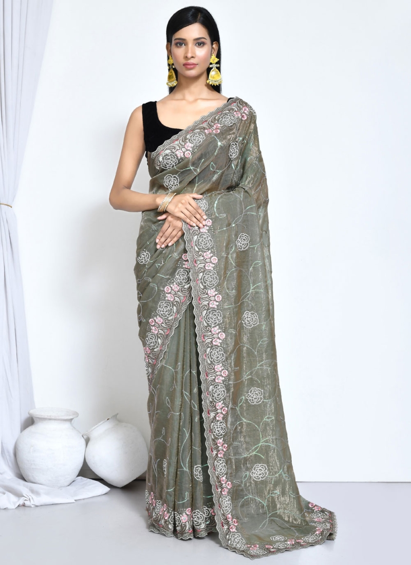 Fascinating Silk Embroidered Trendy Saree