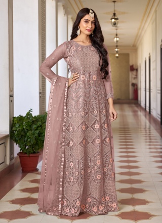 Fashionable Satin Silk Kasab Coating Anarkali Suit