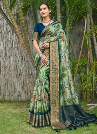 Fashionable Silk Digital Print Multi Colour Classic Saree