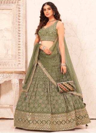 Faux Georgette Ceremonial Designer Lehenga Choli