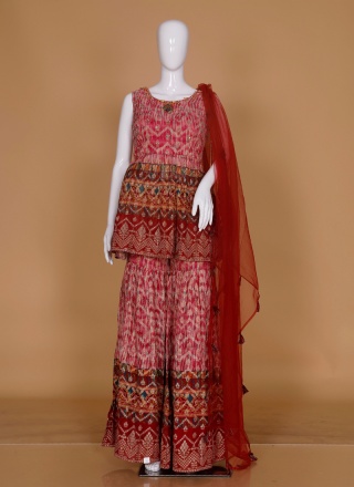 Faux Georgette Ceremonial Palazzo Suit