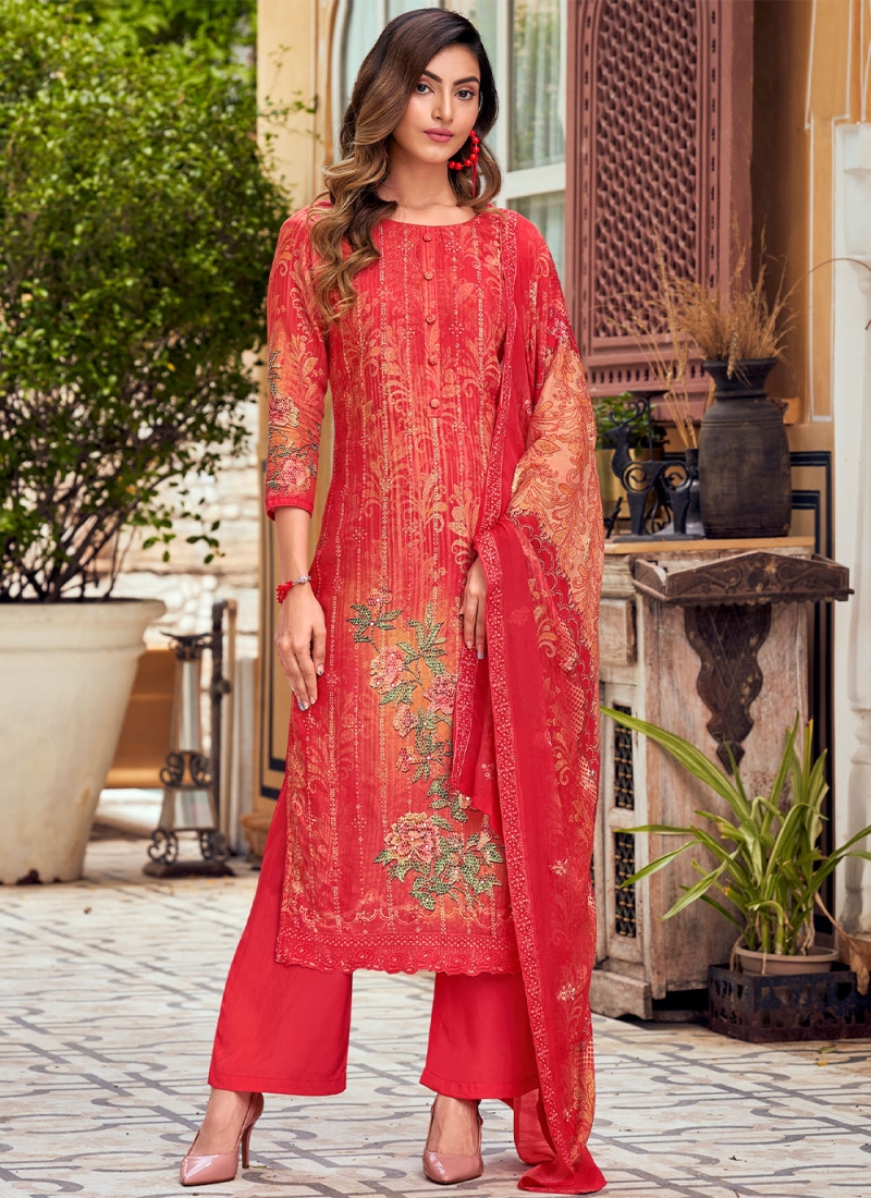 Maabeti Red Moti Work Embroidery Cotton Straight Suit Set – maabetii