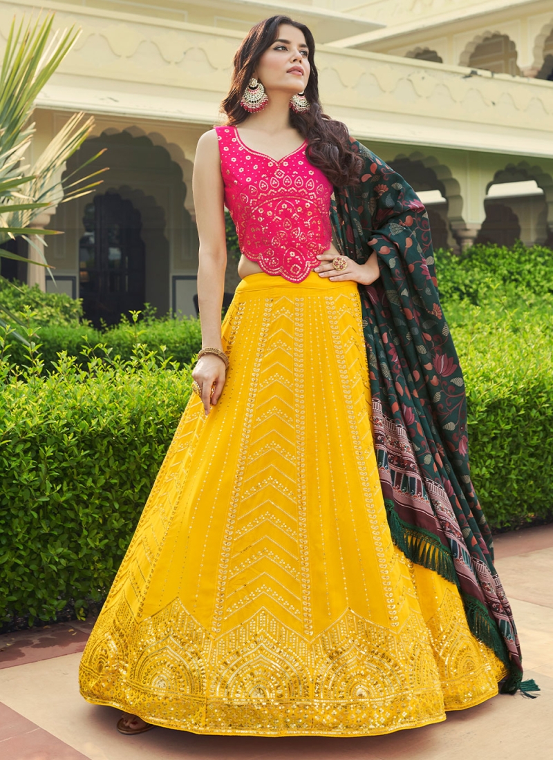 Flamboyant Georgette Reception Trendy Lehenga Choli