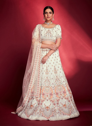 Flattering Georgette Sequins White Trendy Lehenga Choli