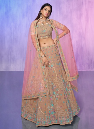 Georgette Brown Resham Designer Lehenga Choli