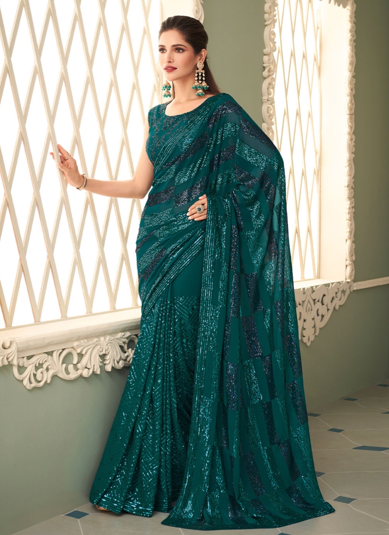 Georgette Designer Saree in Green