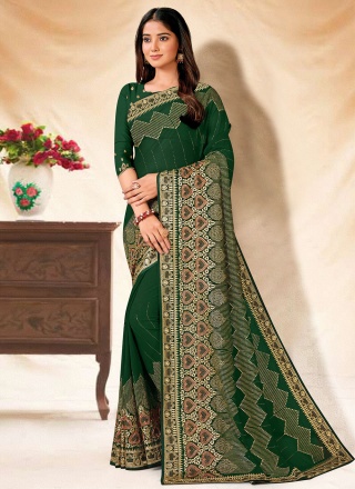 Georgette Green Classic Saree