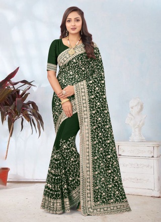 Georgette Green Classic Saree