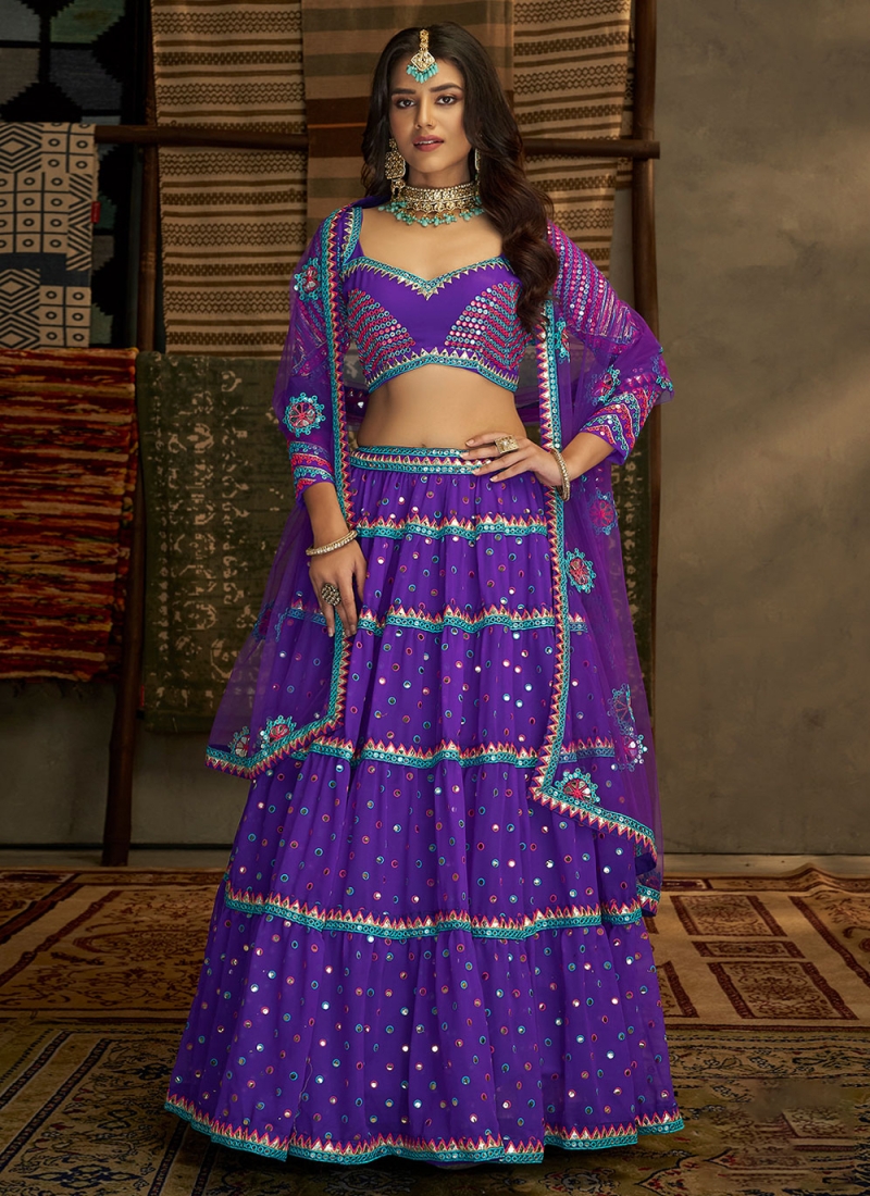 Georgette Purple Lehenga Choli