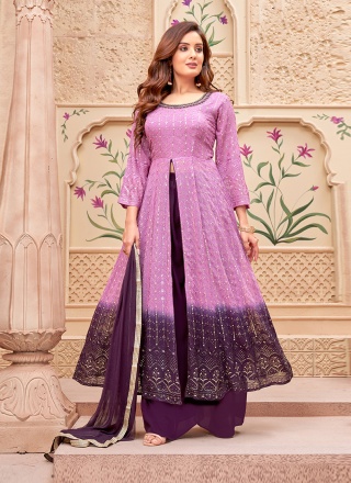 Georgette Purple Sequins Trendy Salwar Kameez