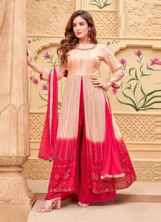 Georgette Sequins Multi Colour Palazzo Salwar Suit