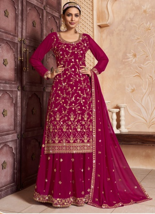 Georgette Trendy Lehenga Choli in Rani