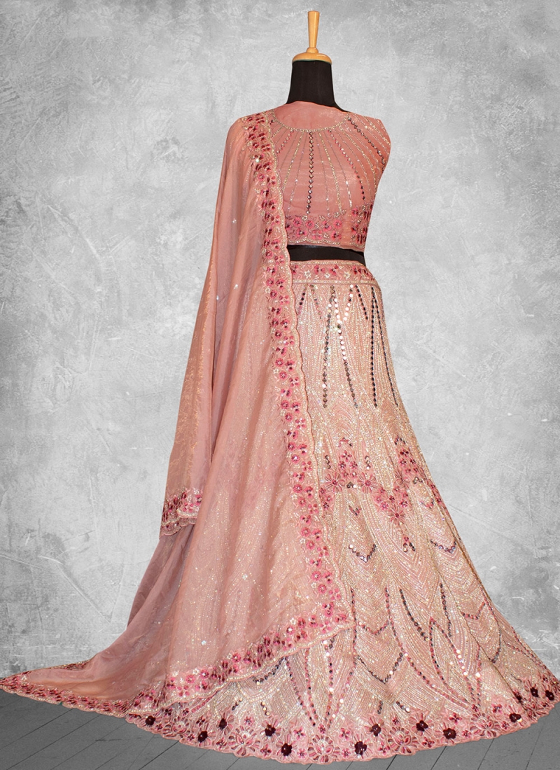 Georgette Zari Designer Lehenga Choli in Pink