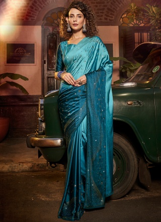 Girlish Blue Swarovski Classic Saree