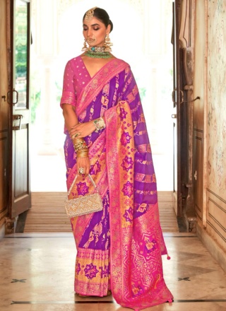 Glamorous Zari Purple Designer Saree