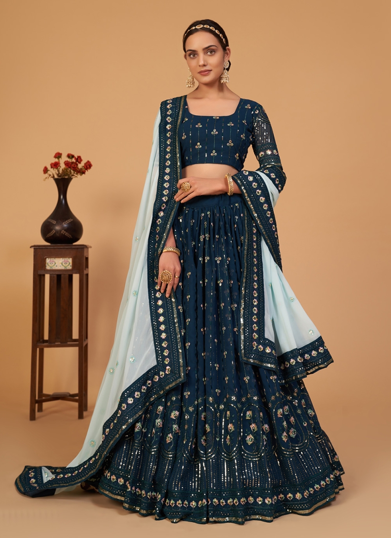 Gleaming Georgette Wedding A Line Lehenga Choli