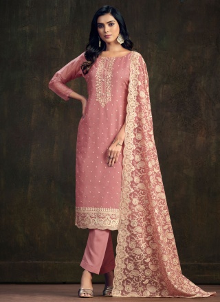 Glitzy Organza Swarovski Pink Trendy Salwar Kameez