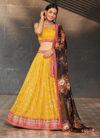 Glorious Thread Work Georgette Trendy Lehenga Choli